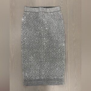 Dynamite Sparkling Silver Pencil Skirt